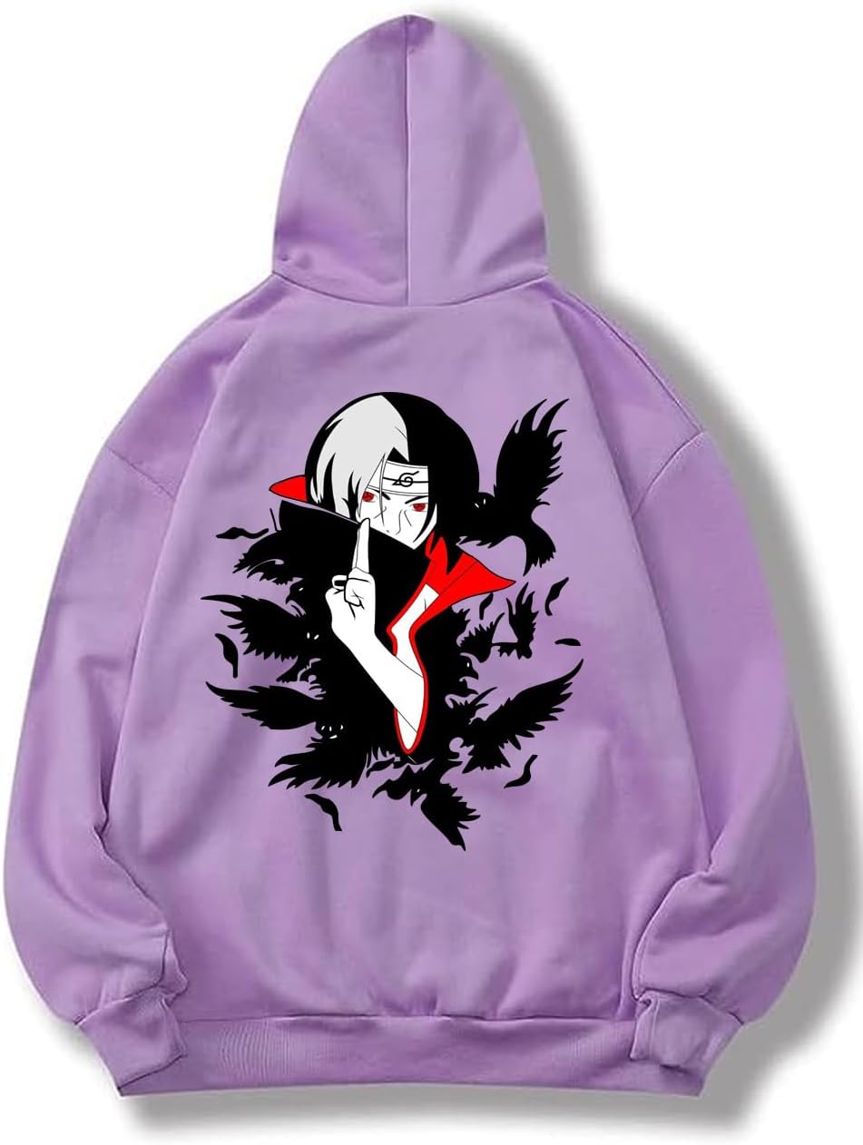 Ninfin styles Unisex Hoodie,Itachi back side,Lavander for WintersLuffyback printing hoodie Gear 5 hoodie man hoodie one piece hoodie anime hoodie