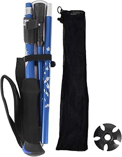 Trekking Poles, Metal Straight Design Collapsible Safe Telescopic Hiking Sticks for Mountaining for Backpacking for Camping(Blue)