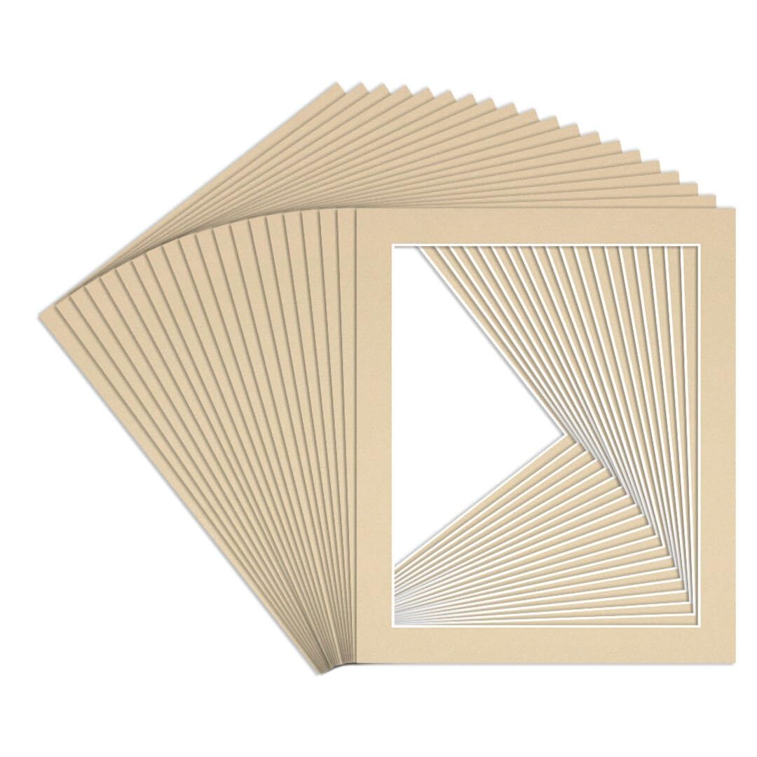 Procut Global 12x10" Ivory Picture Mounts to Fit 10x8" Aperture - Precision Cut Cardboard Photo Mount - Ideal for Frames, Prints, Artwork & Certificates - Sizes & Colours Available - 20 Pack