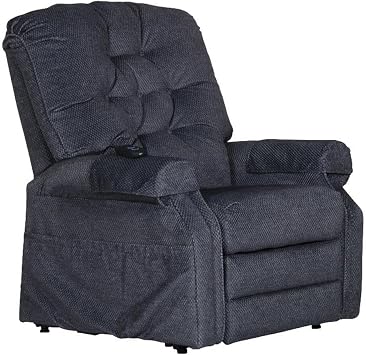 Catnapper Alger Power Lift Assist Lay Flat Recliner in Blue Polyester Fabric