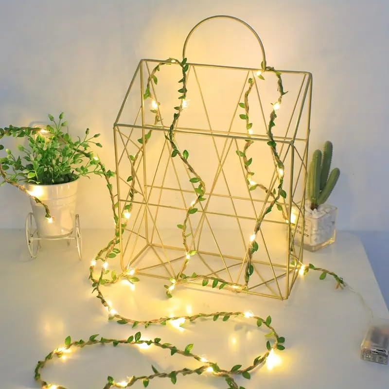 Nisco Diy Artificial Vines With 100 Led Usb String Lights - Diy Pack Of Natural Green Burlap Leaf Ribbon With 10 Mtr Fairy Lights On Jute Twine Wall Indoor Party Festival Decor, 10 Meters (B0CV5NN9FW) Amazon Price History, Amazon Price Tracker