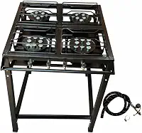 Fogão Industrial 4 Bocas Preto – Alta Pressão, Acompanha Mangueira e Registro! Semi Industrial