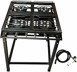 Fogão Industrial 4 Bocas Preto – Alta Pressão, Acompanha Mangueira e Registro! Semi Industrial