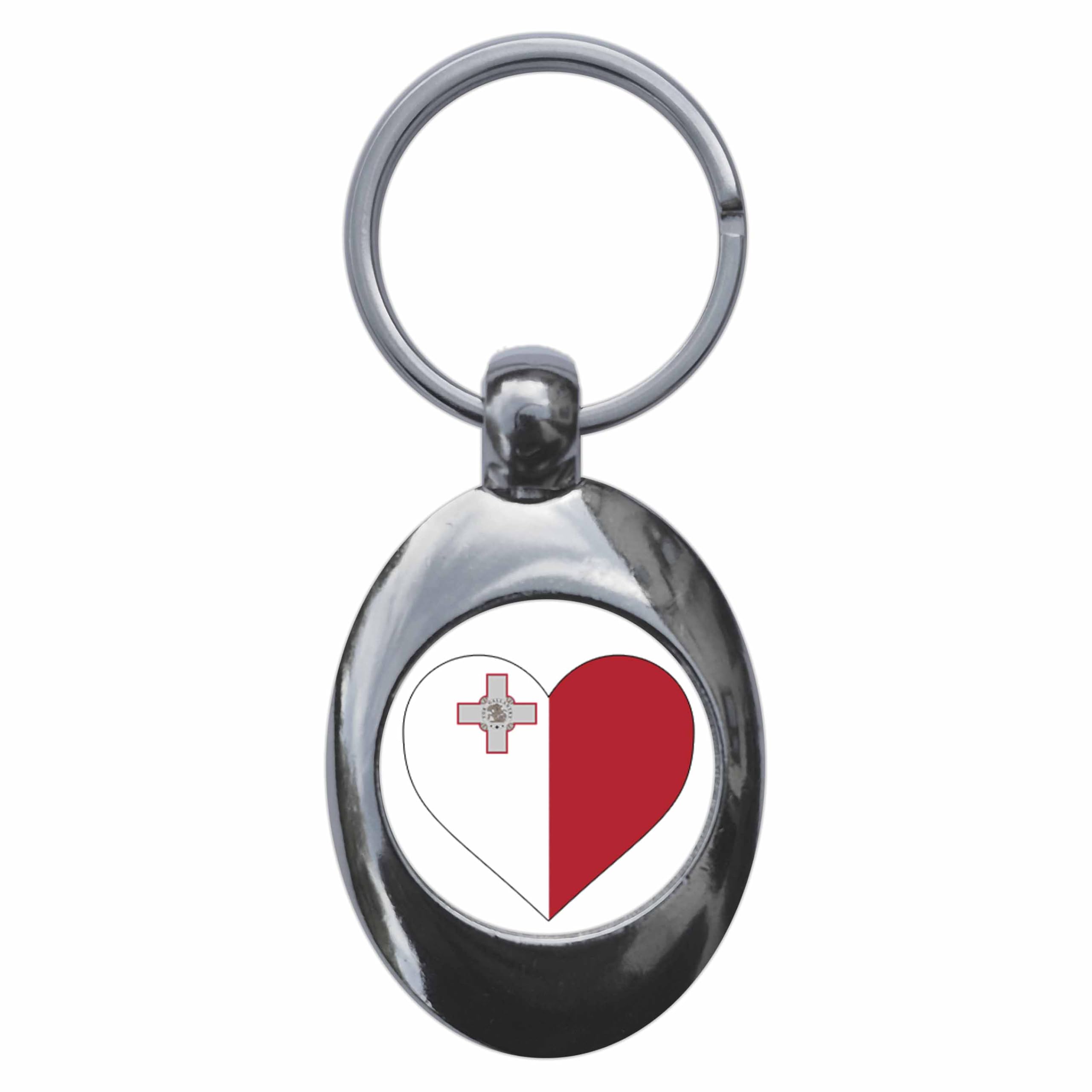 Ozorath Malta Heart Flag Keyring Keychain With Trolley Coin
