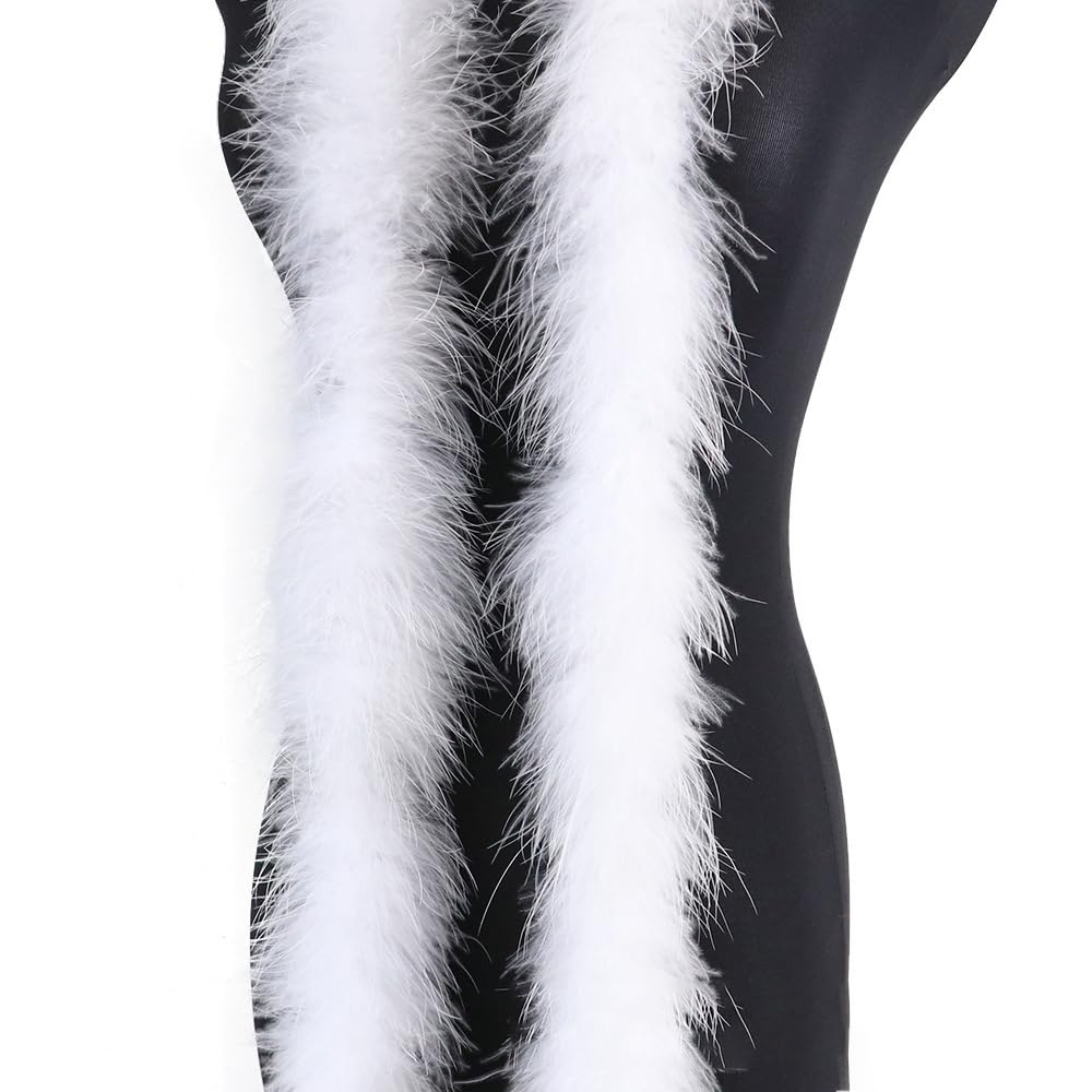 Duories Boa en plumes de dinde 2 m 8 cm - Plumes en peluche moelleuse Boa - Étole à plumes - Guirlande à plumes pour sapin de Noël, mariage, bricolage, burlesque, carnaval, fête, costume des années 20