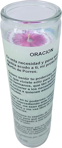 Miniatura 3 de Veladora de rezo, San Martín de Porres, blanca sin esencia, oración universal al reverso en español, vaso grande de 14 oz