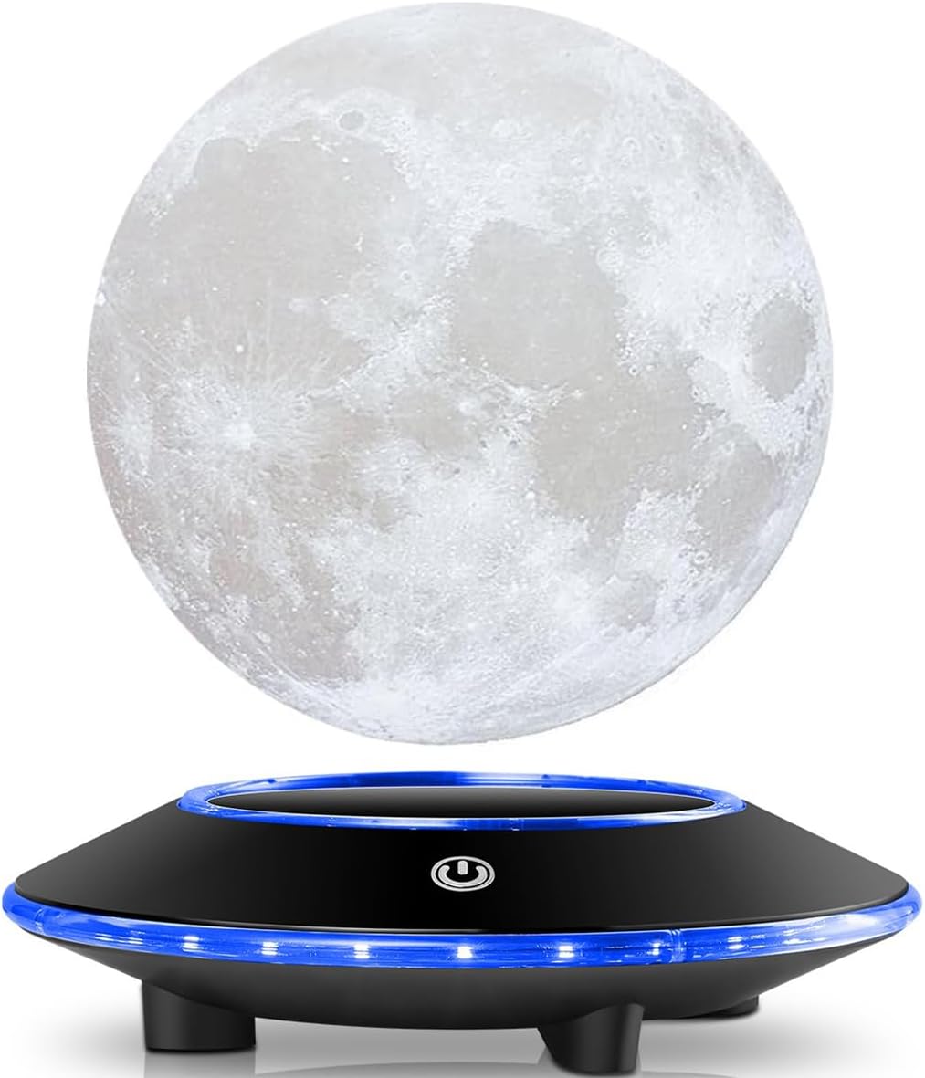 Magnetic Levitating Moon Lamp Night Light Floating and Spinning in Air Freely with Gradually Changing LED Lights Between Yellow and White for Home,Office Decor,Unique Holiday Gifts,Night Light