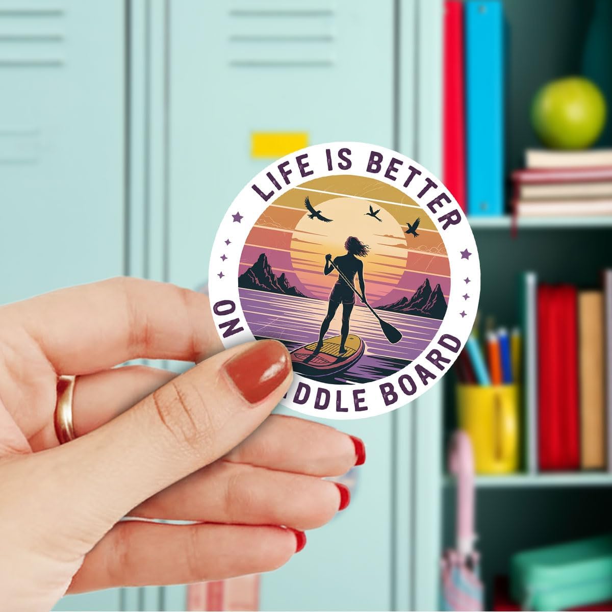 3Pcs Life is Better on a Paddle Board Sticker Funny Retro Sunset Sup Gift for Paddleboarding Life is Better on a Paddle Board Stickers SUP Gear Decal for Laptop Bottle Notebook Toolbox Hard Hat 3"