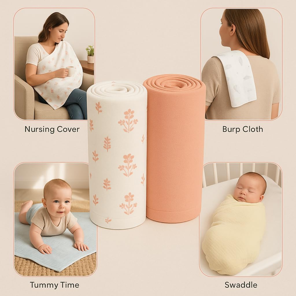 Soft 100% Cotton Swaddles for Newborns, 2- Pack - Large, Breathable Baby Blanket - Versatile, Durable Muslin Swaddle Blankets - Perfect Newborn Essentials