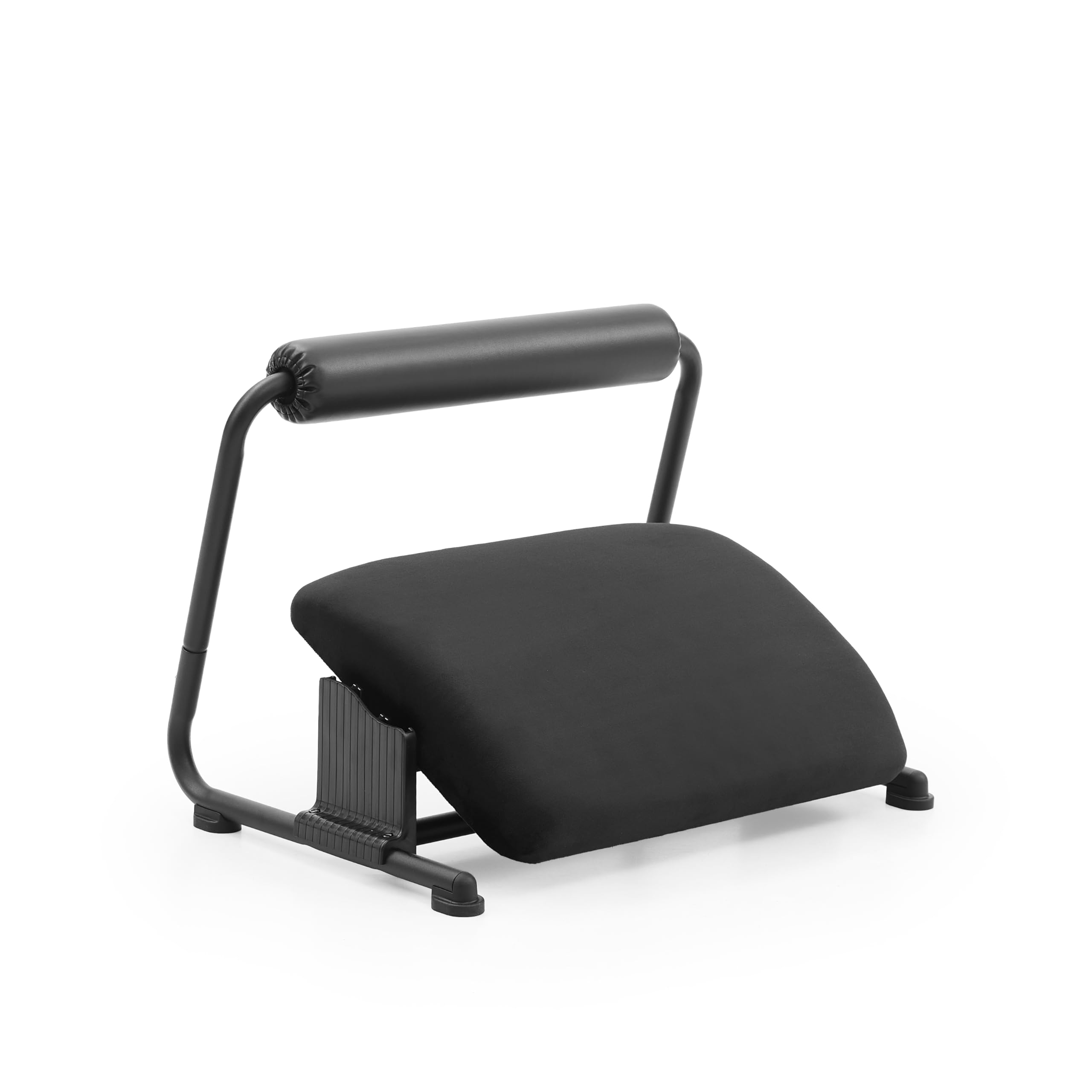 hjh OFFICE Fußablage Podi Velvet Schwarz – Ergonomische, höhenverstellbare Fußstütze mit neigbarer Fußplatte, gepolsterter Beinablage für bessere Durchblutung