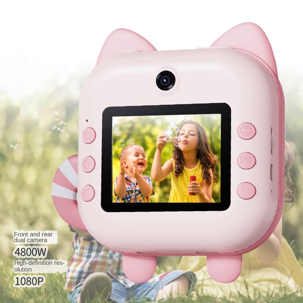 Cámara de impresión LCD de 2,4 pulgadas, cámara digital de fotos de video, cámara de impresión instantánea alimentada por batería, con papel de impresión verde