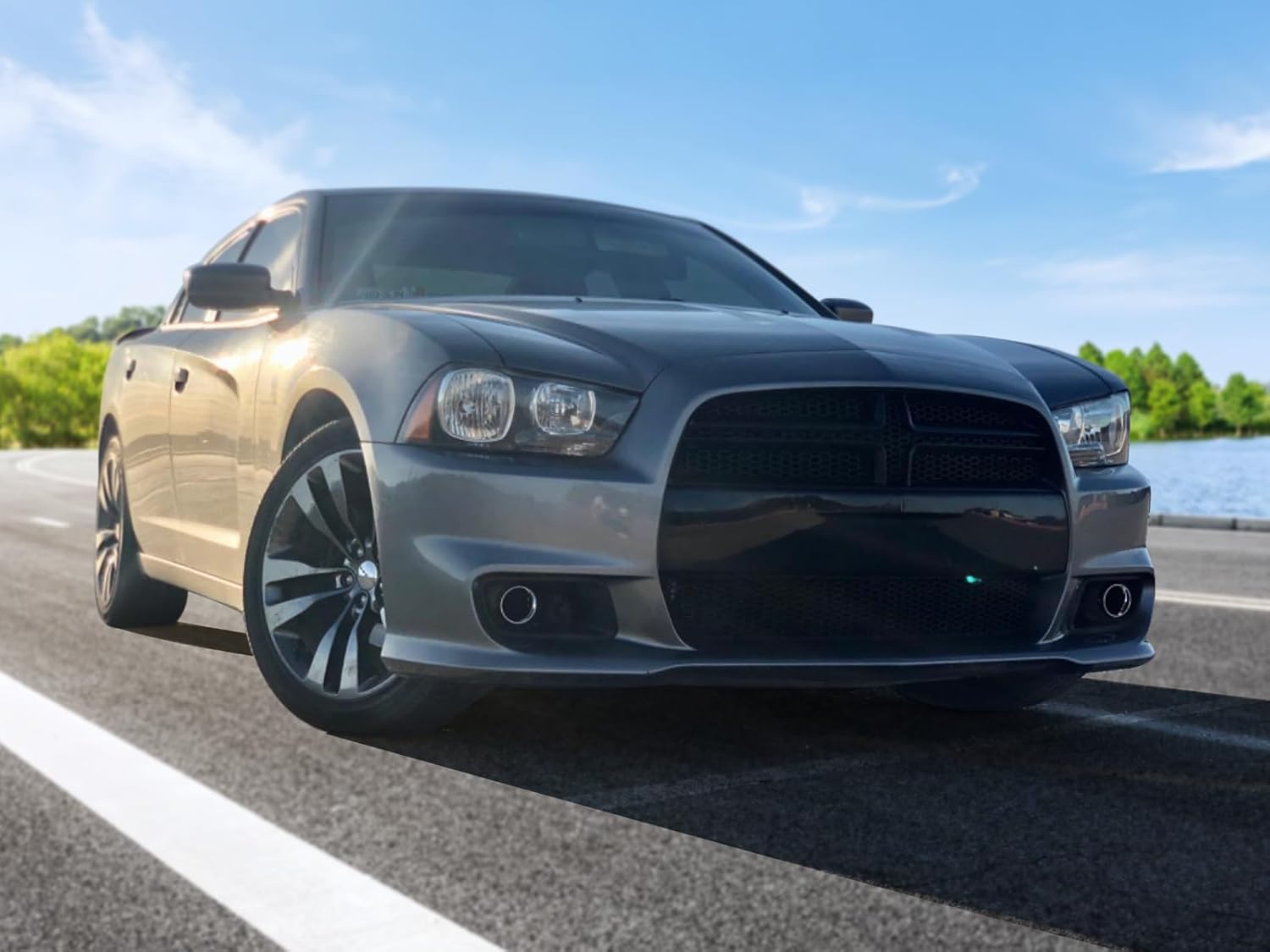 IKON MOTORSPORTS, Front Bumper Compatible With 2011-2014 Dodge Charger, SRT8 Style Hellcat Conversion Front Bumper Cover - PP, 12 13 2012 2013