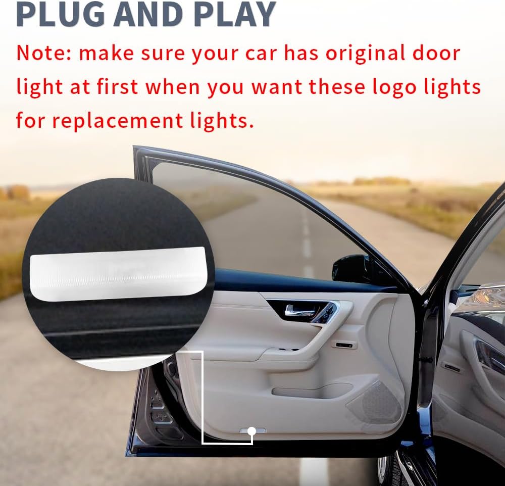 Car Door Logo Projector Lights Compatible for Altima 2002-present LED Ghost Shadow Lights Puddle Lights 2PCS Car Accessories,Make Sure There Have OEM Lights On Your Car Doors