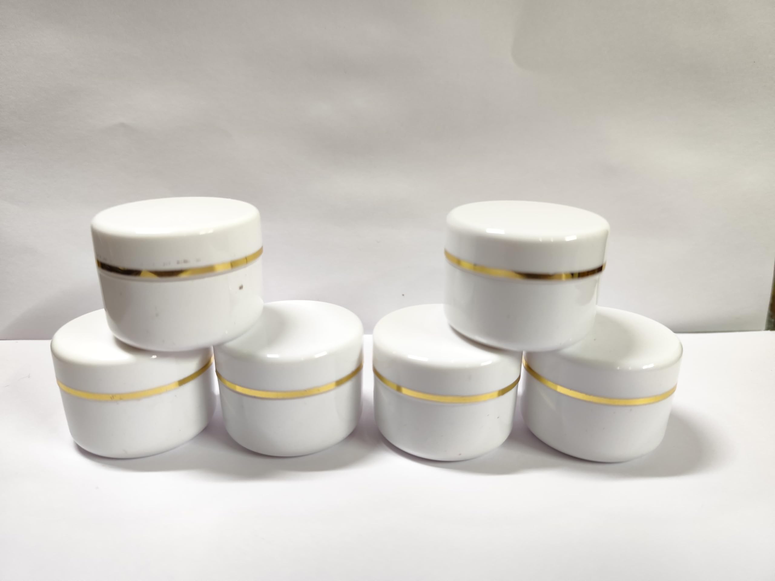 Empty Plastic White Cosmetic Jar Container with Golden Streaks lid for Lip Balms, Body Butters, Cream, Scrub and Other DIY Beauty Products/Concoctions (15 GMS) (Pack of 12 pcs)-image-21