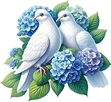 x4 Pegatinas de Paloma Azul para Decoración de Pared, Cubriendo Marcas, Tazas y Vasos, Parachoques de Coche, Ducha y Azulejos, Inodoros, Portátil y Más, Resistente al Agua 0% Transparencia (Blue-dove
