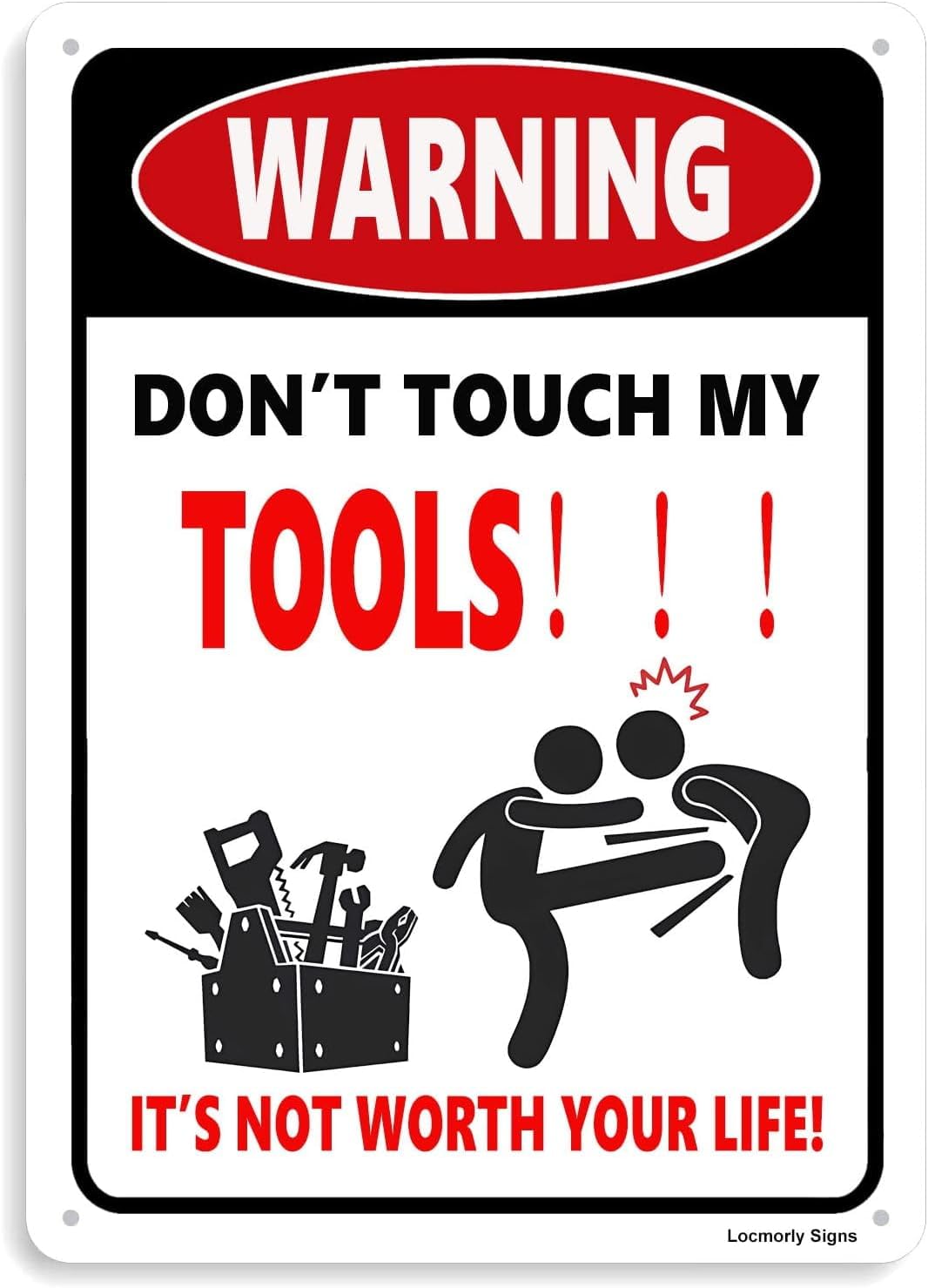 (2-Pack) Warning Metal Tin Sign, Don’t Touch My Tools Sign, 8x12 Inch, Sign Man Cave