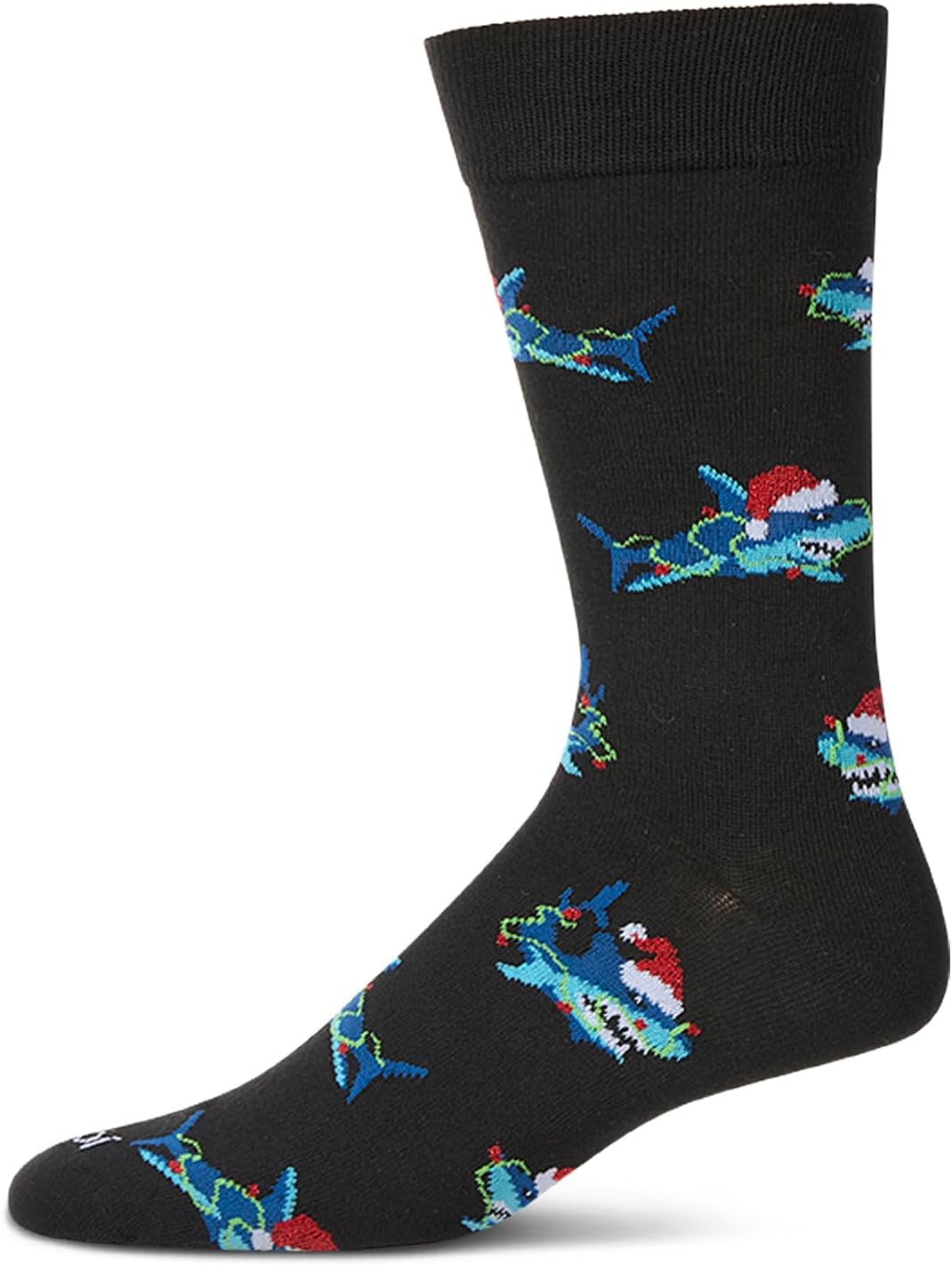 MeMoi Men's Santa Shark Christmas Holiday Novelty Crew Sock