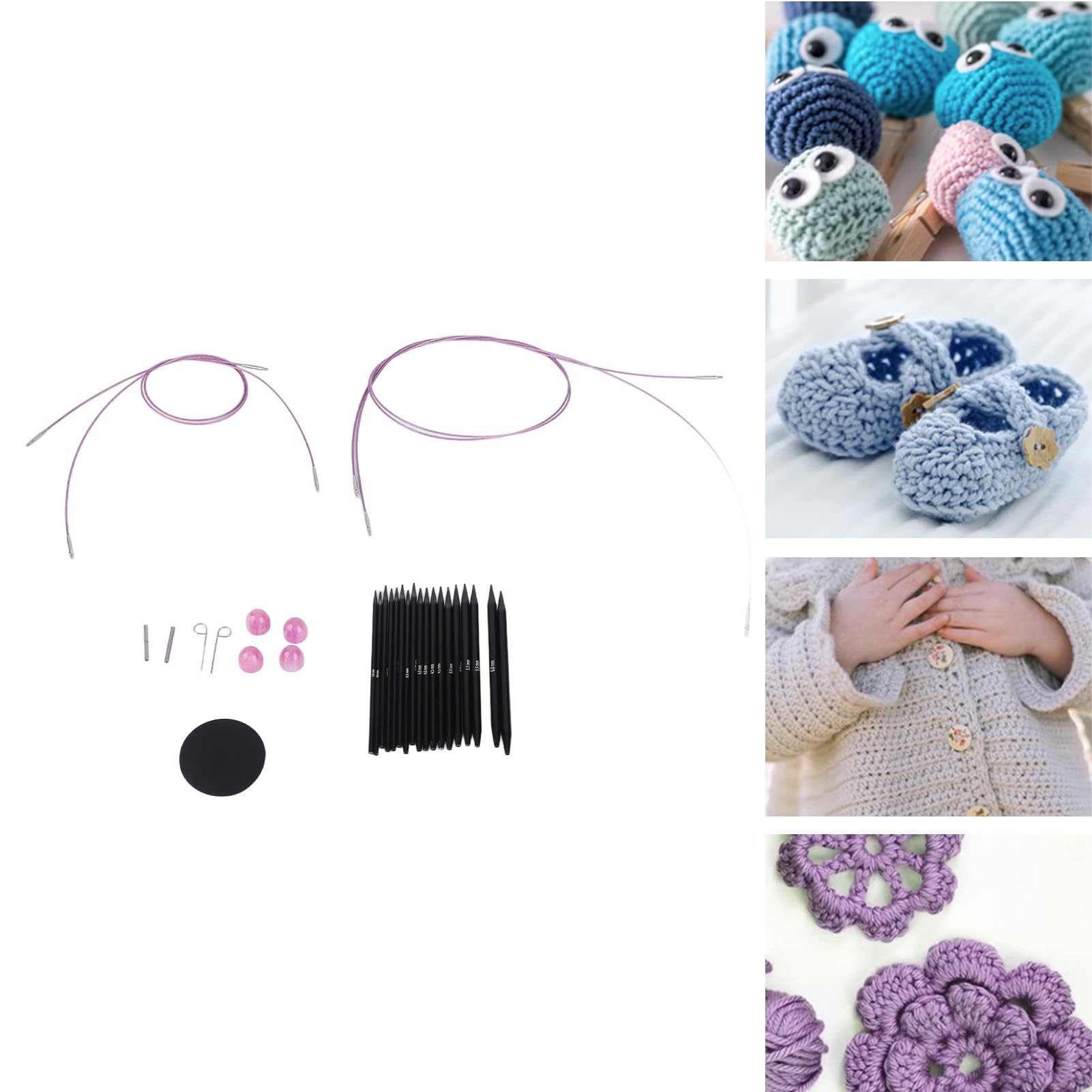 Juego de agujas de tejer circulares, juego de agujas circulares ergonómicas intercambiables de 3 a 6 mm con bolsa de almacenamiento para manualidades, entusiastas, tejedores, principiantes