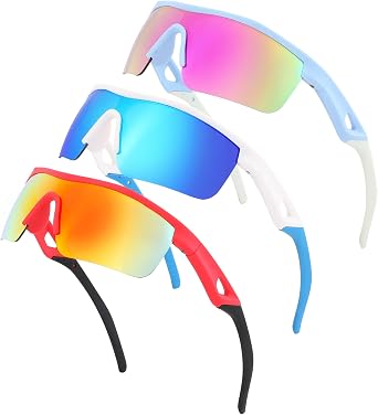 3PACK Kids Sunglasses Baseball Softball Sunglasses Boys Girls Toddler Cycling UV400 Protection