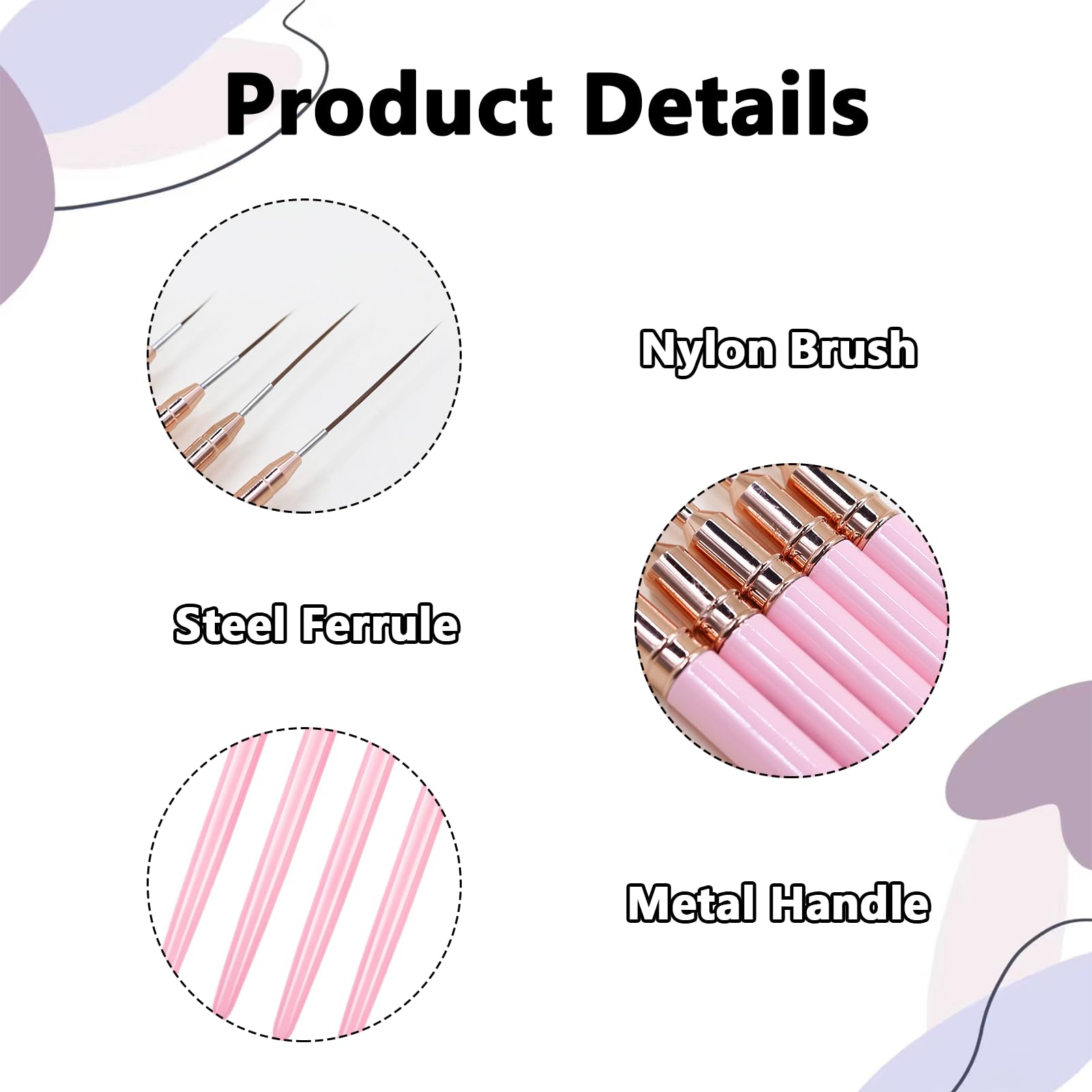 5PCS Liner Brushes Set Nail Art Liner Brushes Fingernails Drawing Tool for Thin Details Long Lines Gel Polish Painting & Nail Design Fine Drawing for Nail Art Provides Smooth and Professional Results - Image 3