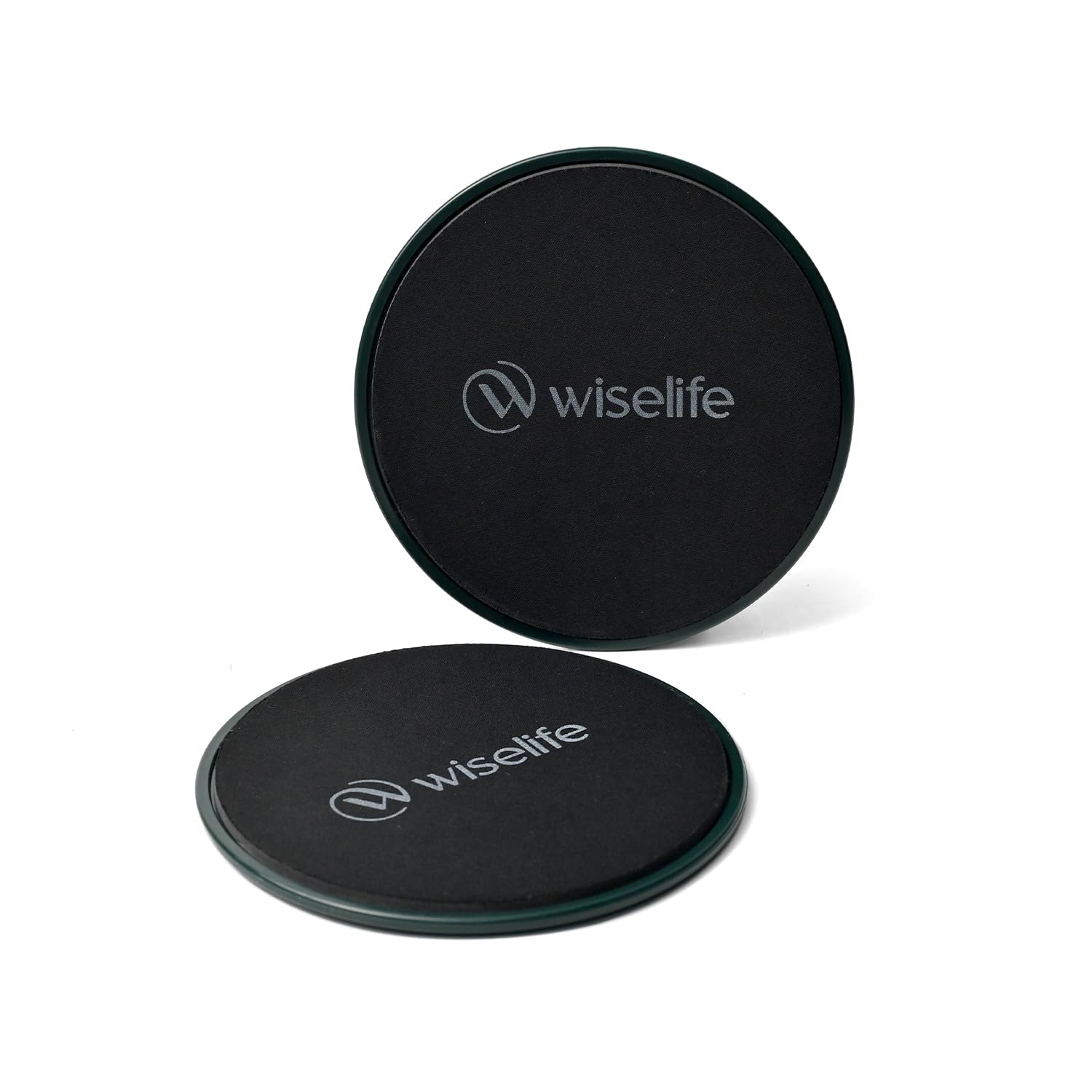 Wiselife Dual-Sided Gliding Discs set of 2 for Full Body Workout – Black & Green Core Sliders for Home Gym, Abs, Glutes, Strength & Balance Training on Carpet & Hard Floors