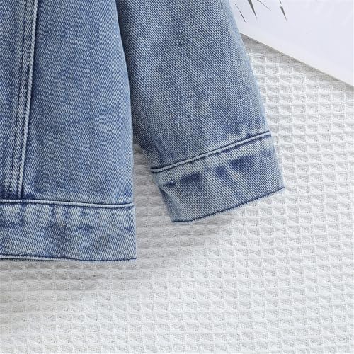 Baby Girls Denim Pants Letter Print Lapel Collar Button Down Long Sleeve Jackets Windproof Warm Casual Coat2