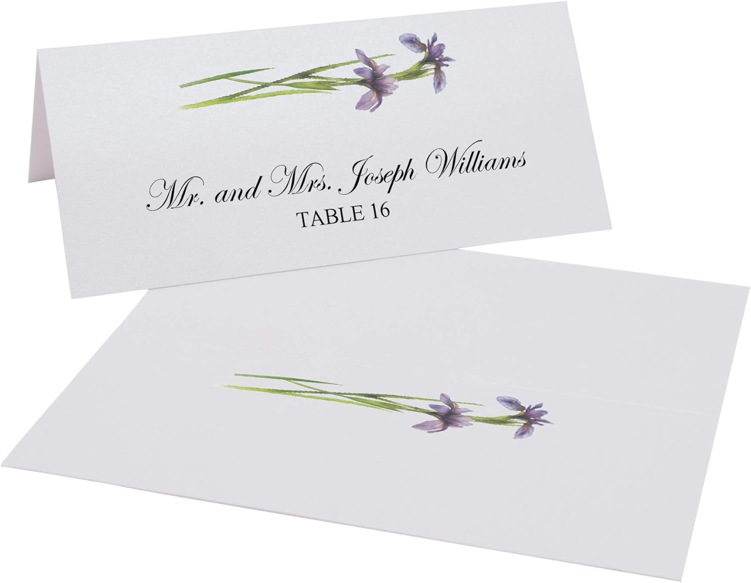 Wispy Purple Iris Flowers Printable Place Cards, Set of 150 (25 Sheets), Laser & Inkjet Printers - Wedding, Party, Dinner, and Special Events - Made in the USA