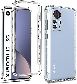 GAPlus Xiaomi 12 5G Front and Back Case [Built in Screen Protector] Transparent Clear Fully Protection PC Hard Soft Slim Thin Cover Bumper Shockproof For Xiaomi 12 5G