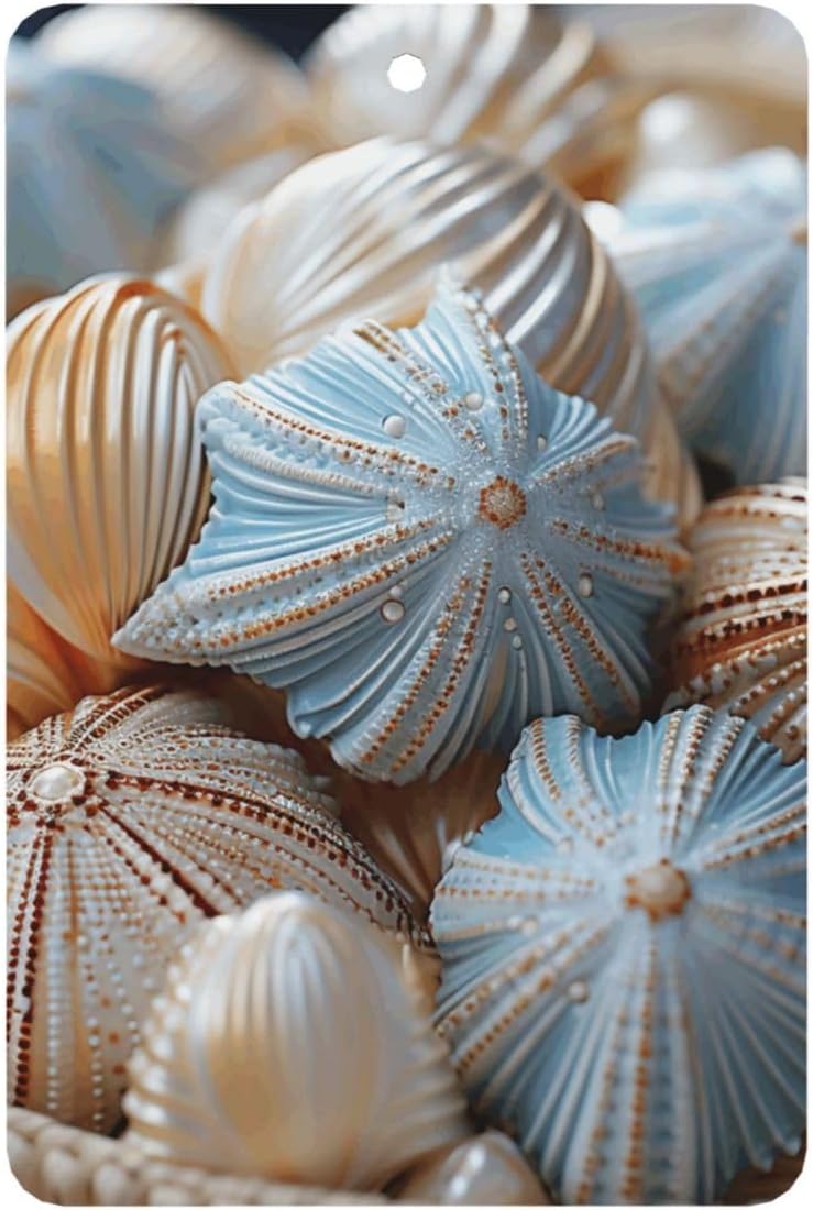 Car Air Freshener 24 PCS Shiny Starfish Shells Hanging Car Air Fresheners Auto Interior Decor Card Freshener Strong Scented Card Lavender Cars Scents for Office Bedroom Close Drawer Rectangle