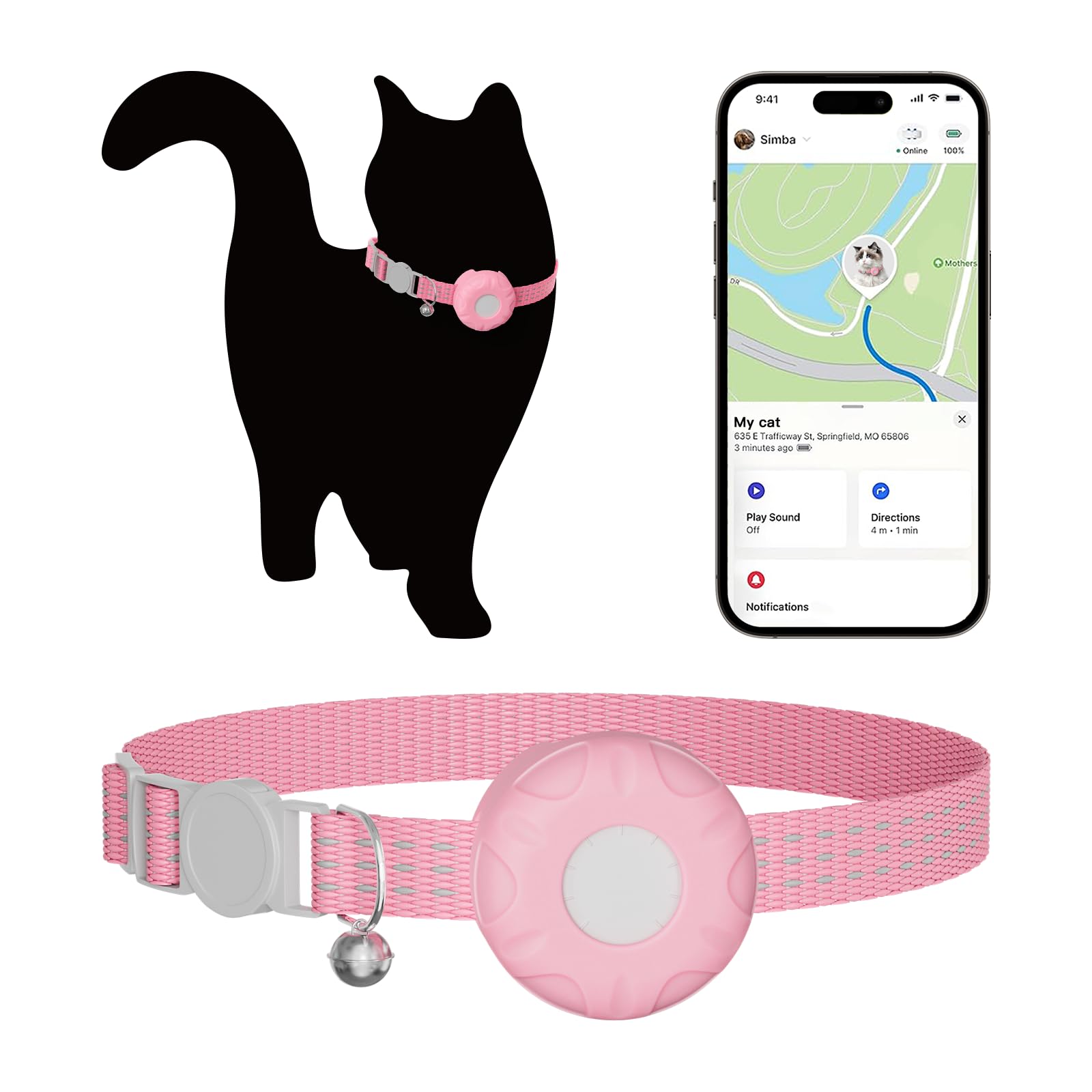 Cat GPS Tracker, Smart Cat GPS Tracker Compatible with Apple Find My App (Only iOS), No Monthly Fee, Waterproof-image-45