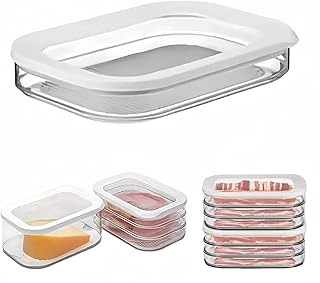 Deli Meat Cooler For Refrigerator Stackable Lunch Meat Plastic Organizer With Lid Food Refrigerator Storage Box Bacon And Cheese Organizer(C)