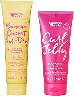 Curl Type 2 Styling Duo, Banana Coconut Air-Dry Cream (5Fl. Oz) & Curl Jelly Scrunching Jelly (6.7Fl. Oz), Hydrate and Define Wavy Hair