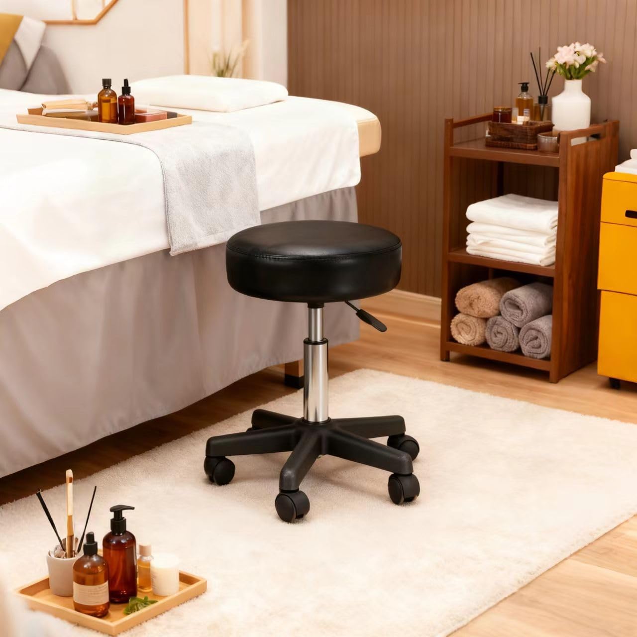 ZENY Adjustable Swivel Stool Chair Hydraulic Rolling Stool for Beauty Salon Massage Spa Medical Tattoo Drafting, Black