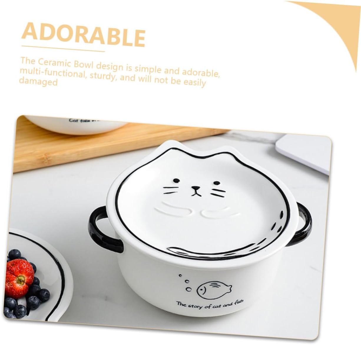 1Set Cute Ceramic Ramen Bowl for Daily Use Capacity Noodle Bowl for Soup Instant Noodles and Rice Microwave and Dishwasher Safe for Home Dorm Use