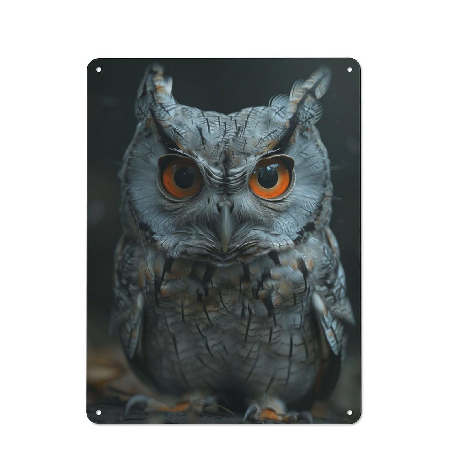Classic Owl Metal Gift Sign 40x30cm, Small Space Decor for Home, Shop, Pub Or Studio Wall
