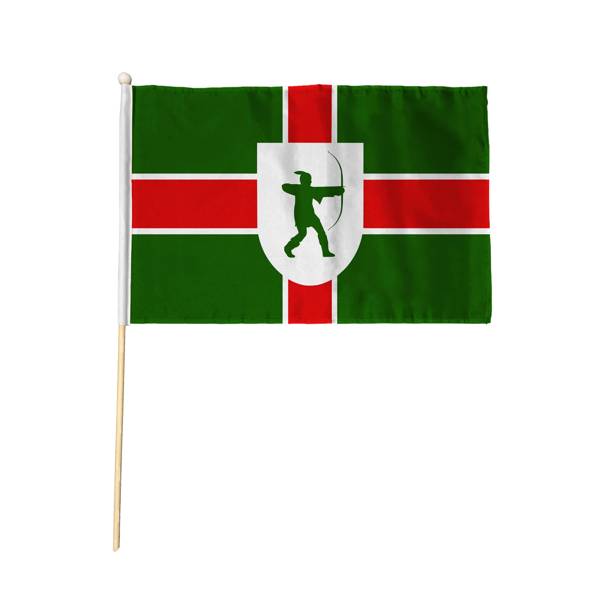 Flagtex Nottinghamshire New Pack of 12 Hand Waving Flag (9x6 Inch) - Premium Wooden Stick Hand Flag 9x6 Inch Natural Wood Pole Notts County Flag Current Design Events — image 1