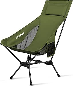 CANWAY Hochlehner Campingstuhl Faltbar Ultraleicht, Camping Stuhl 180