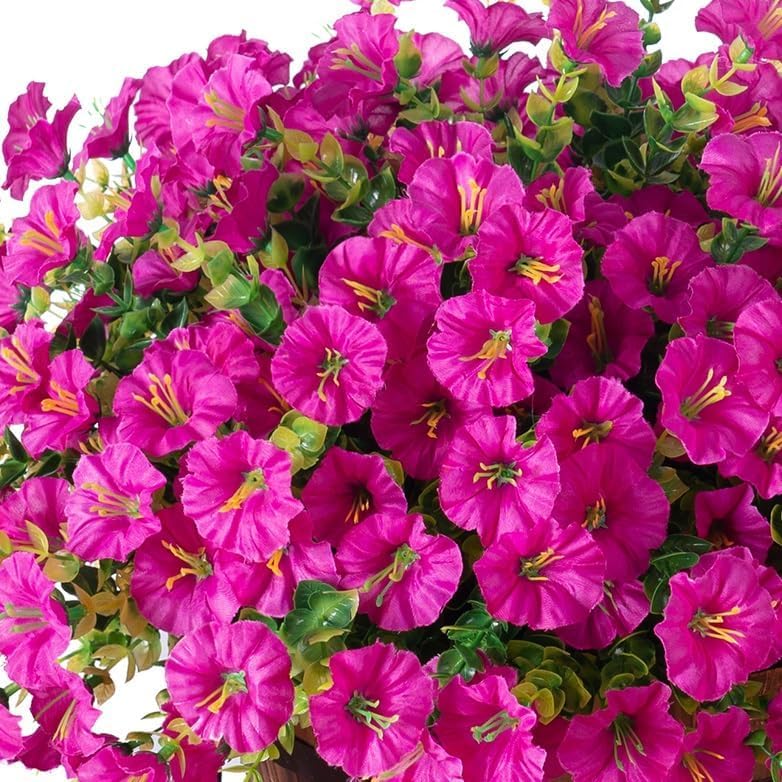 Ivydale Artificial Silk Hanging Plants Flowers Basket for Outdoor Outside Summer Decoration, Fake Faux UV Sun Resistant Look Real Morning Glory Fuchsia for Porch Patio Balcony Home - Image 8