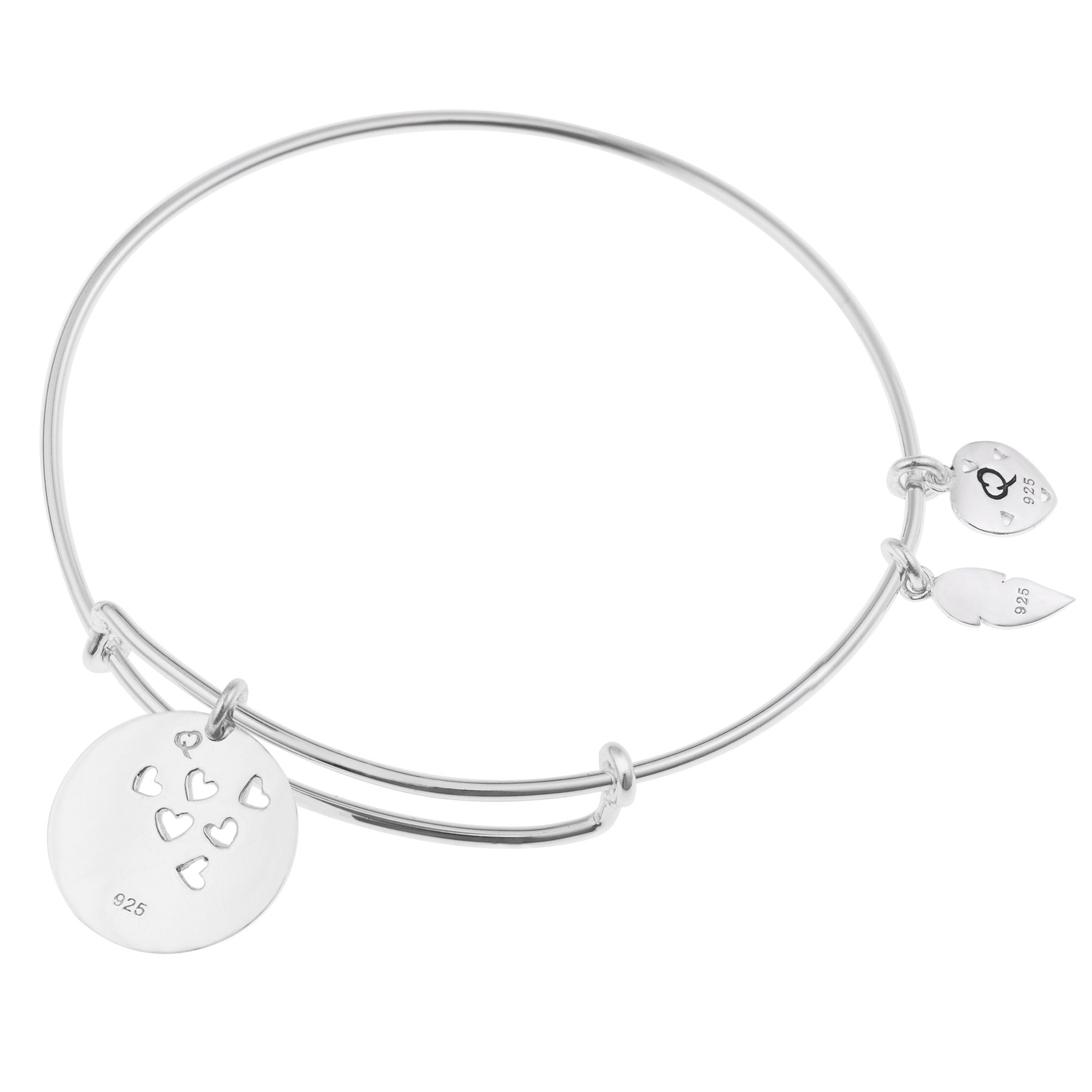 Pulsera de plata de ley con cuentas colgantes de diseño de corazones y texto en inglés “Aunt” y “Niece”, extensible