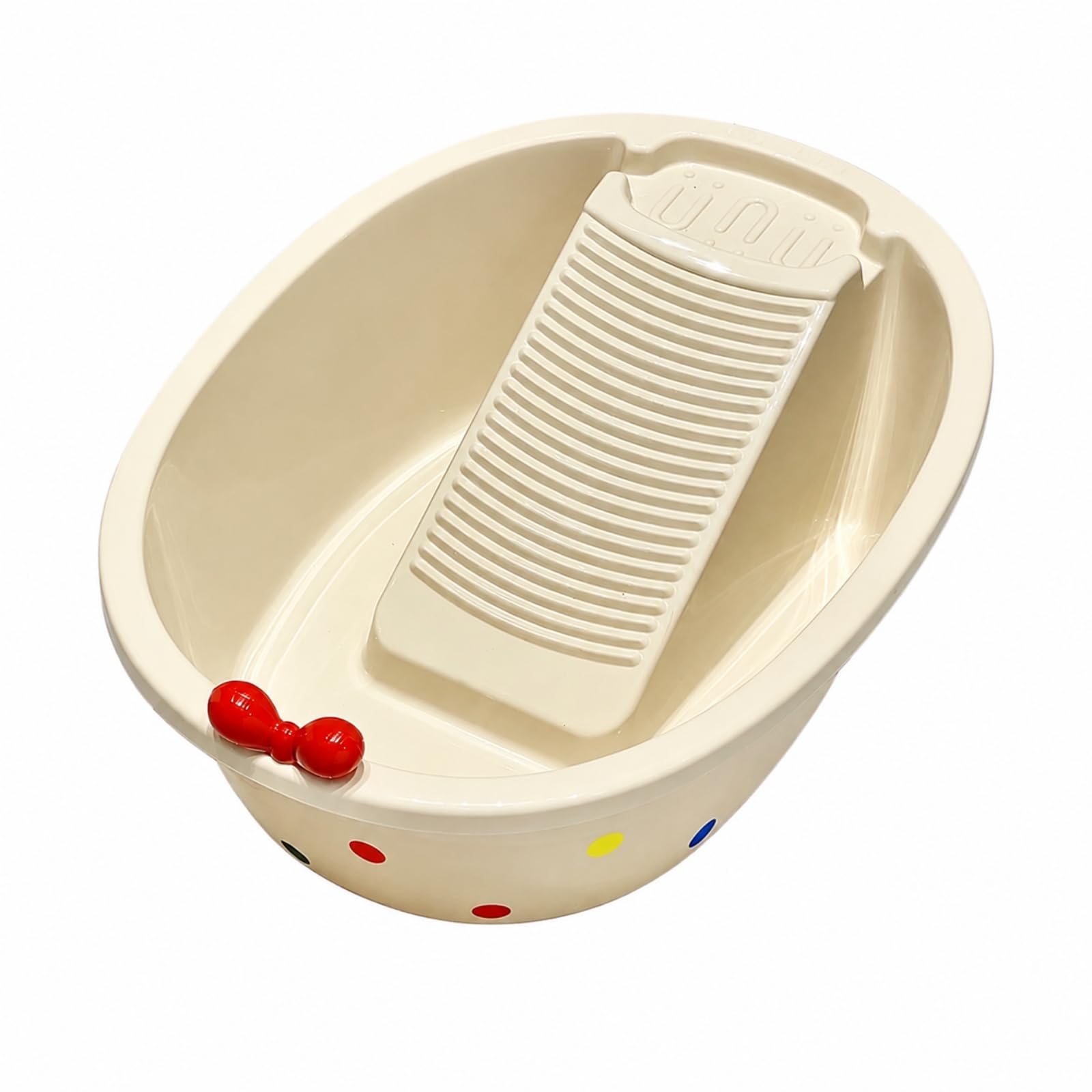 Palangana con Tabla Fregar Integrada Ligera Lavabo Manual con Portajabón Ergonómica Tabla Lavado Plástico para Casas Pequeñas, XL