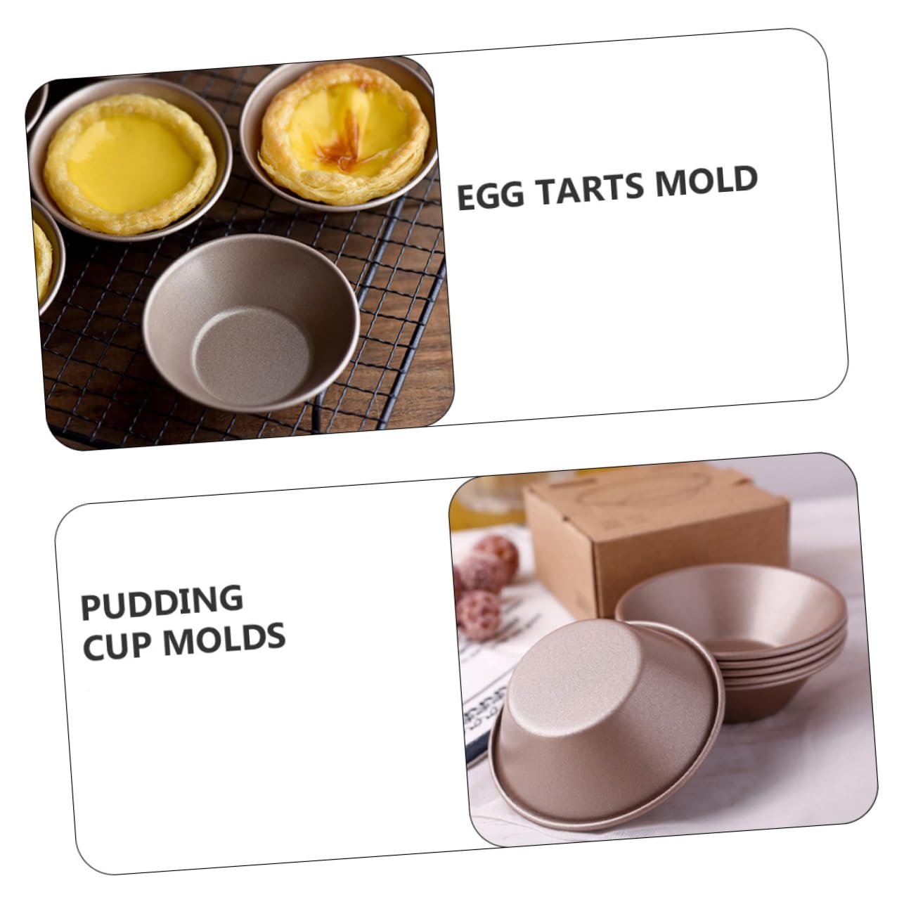 Cabilock 4Pcs Round Carbon Steel Tart for Baking Pudding and Jelly Nonstick Tiny Cup Easy to Clean and Maintain for Desserts and Snacks