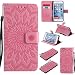 iPhone 6S Plus Wallet Case,A-slim(TM) Sun Pattern Embossed PU Leather Magnetic Flip Cover Card Holders & Hand Strap Wallet Purse Case for iPhone 6 Plus / 6S Plus [5.5 Inch] - Pink