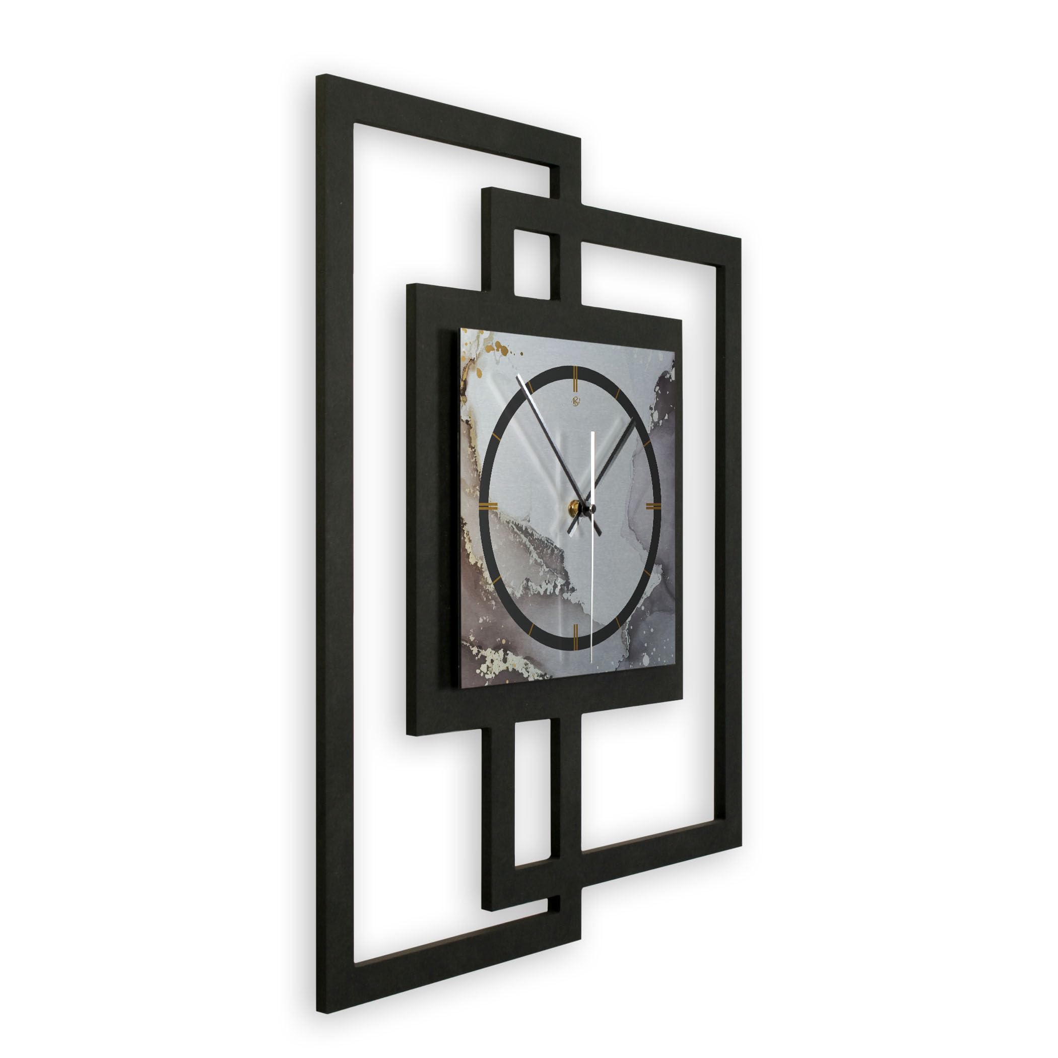 Kreative Feder Designer wall clock Abstract Water in modern metallic look without ticking sounds (radio/quartz) (quartz movement