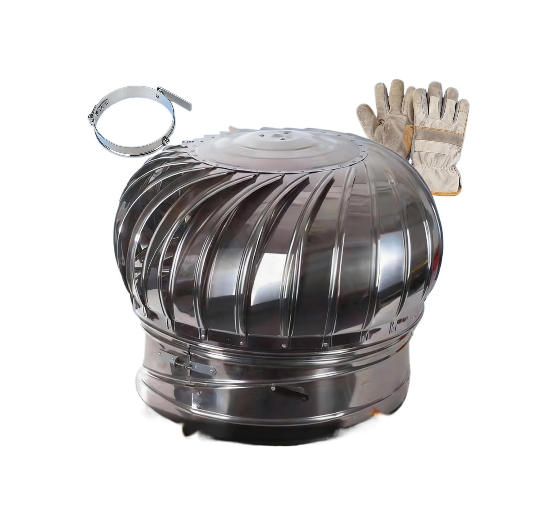 Shiketong One Color Stainless Steel 201 Chimney Spinner Cowl Anti-Downdraught Rotating Cap(9.8In)