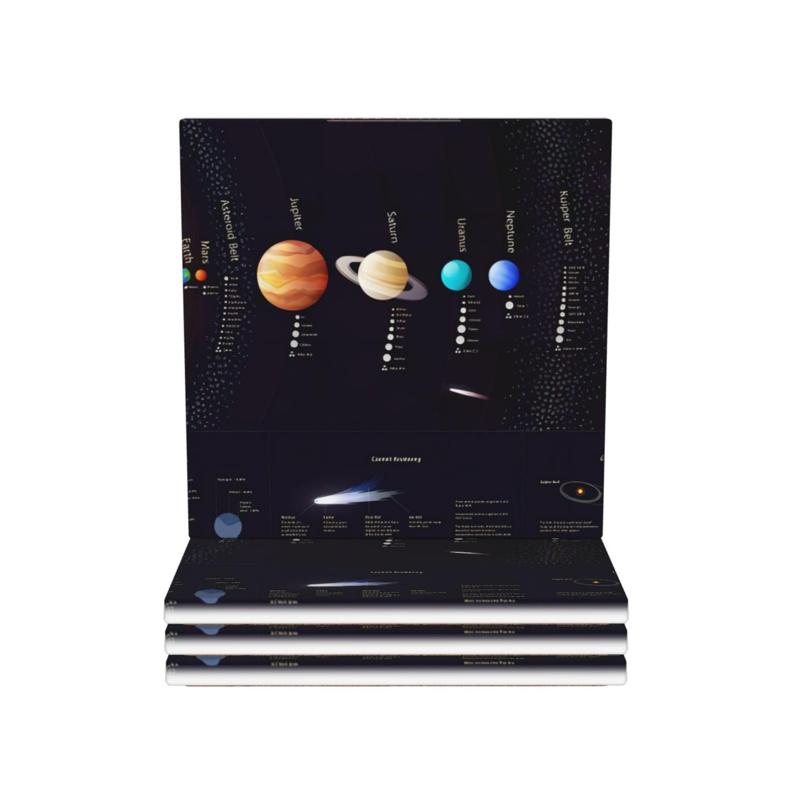 Dessous de verre Jupiter Saturne en céramique ronde - Lot de 4