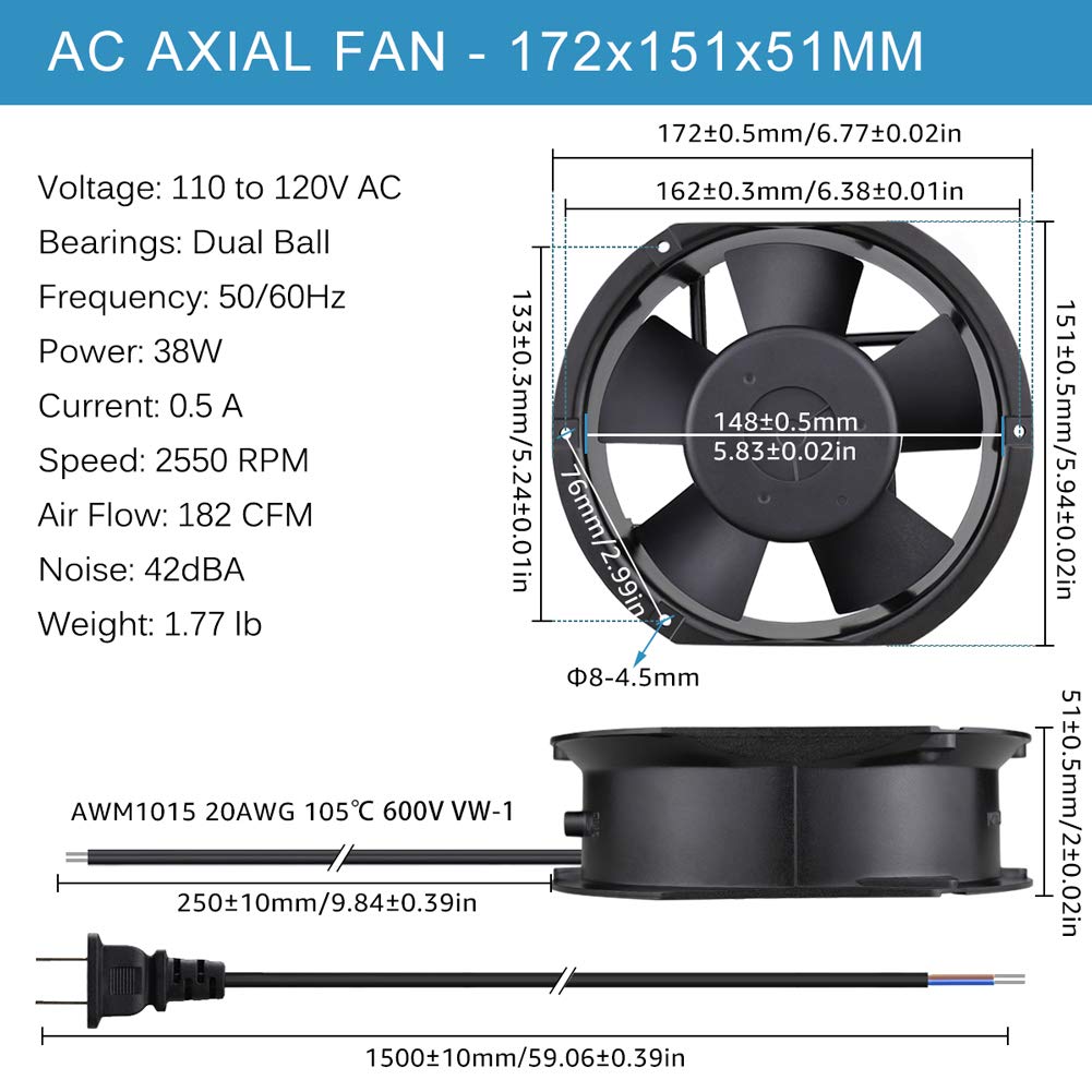 Rohrlüfter 150mm TURBO Rohrventilator Rohrlüfter Axial 100 125 150 160 200 250 315 355 Abluftventilator 150mm
