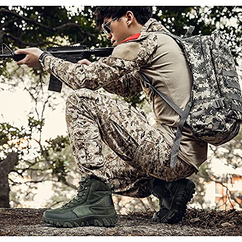 QAXZESA Men's Outdoor Boots Lightweight Military Tactical Boots Police Work Lace-up Shoes Commando Army Combat Boots,Green-45 - Image 3
