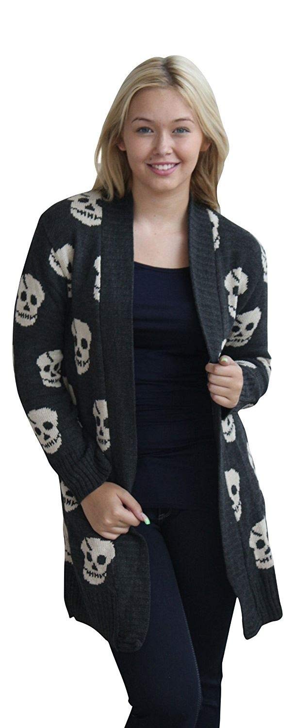 Crazy Girls Girls Charcoal Crazy Womens Skull Cardigan, Xxl (Uk 20-22)