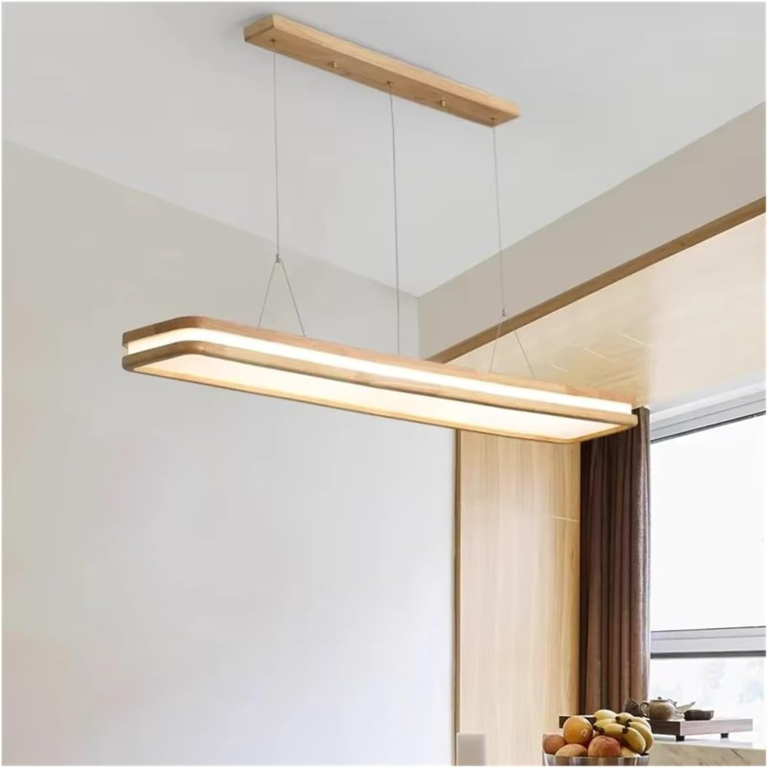 Wood Chandelier for Dining Table Living Room Kitchen Restaurant Loft LED Nordic Long Pendant Lamp,luminaire