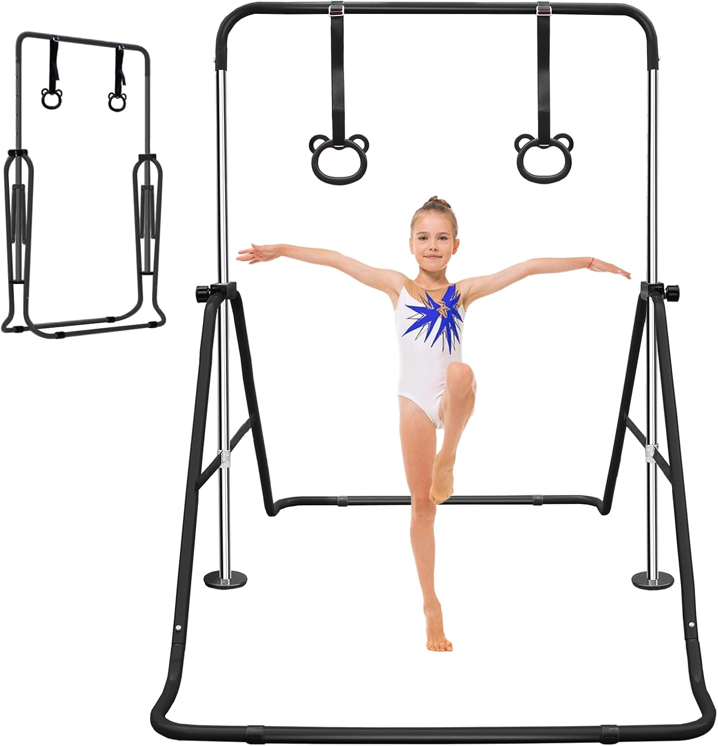 Expandable Gymnastics Bars Kids Junior Kip Training Bars Equipment for Home, Folding Height Adjustable Horizontal Bars for 3-7 Years Old
